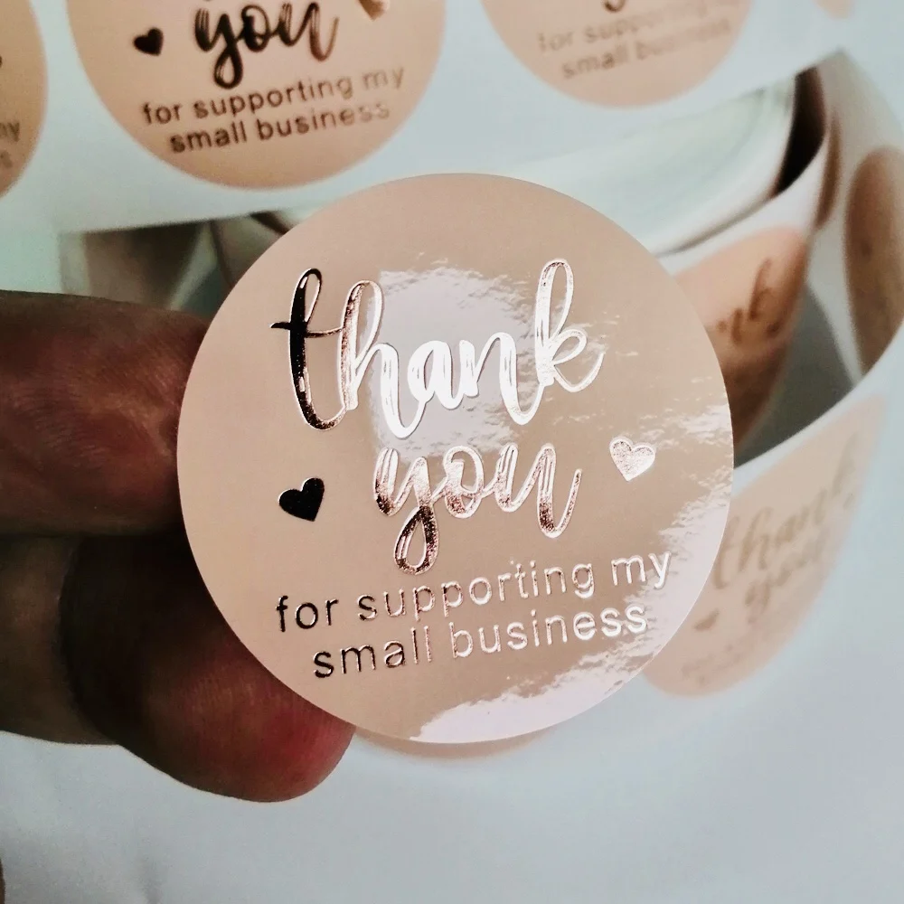 500 шт. в рулоне Розовые наклейки с надписью s и розовым золотом канцелярские