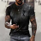 Мужская футболка с коротким рукавом и 3D-принтом карт, Повседневная Уличная футболка в стиле ретро, Новинка лета 2021
