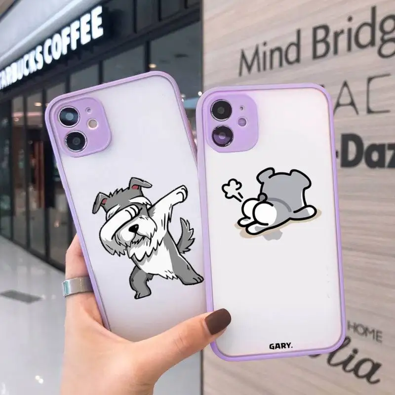 

Cartoon schnauzer dog Phone Case matte transparent For iphone 7 8 11 12 plus mini x xs xr pro max cover