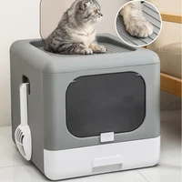 cat litter box fully enclosed cat toilet oversized odor proof kitten toilet training high fence top entry litter box bac litiere