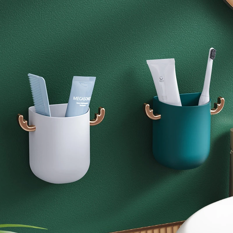 

Antler Rack Toilet Free Punching Bathroom Wall Hanging Toothpaste Toothbrush Storage Box Organizer Cup Home Decoration