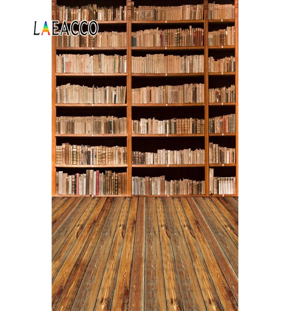 Laeacco Old Bookshelf Books Wooden Floor Baby Portrait Photography Backgrounds Photographic Backdrops For Photo Studio | Электроника