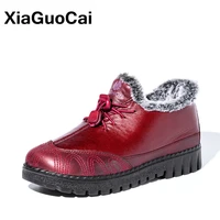 winner women shoes female boots warm velvet flat bright surface cotton ladies ankle boots outside casual woman footwear big size