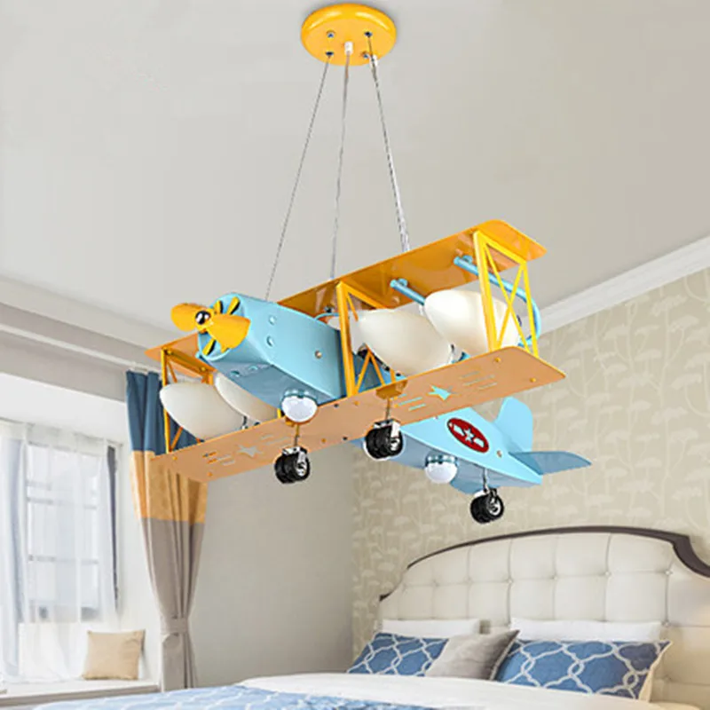 

Super bright air plane droplight creative cartoon character boy bedroom of children room the lamps that shield an eye