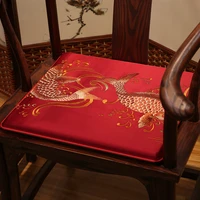 classical chinese style koi embroidered seat cushion with filling high grade fish pattern dark blue non slip chair cushion