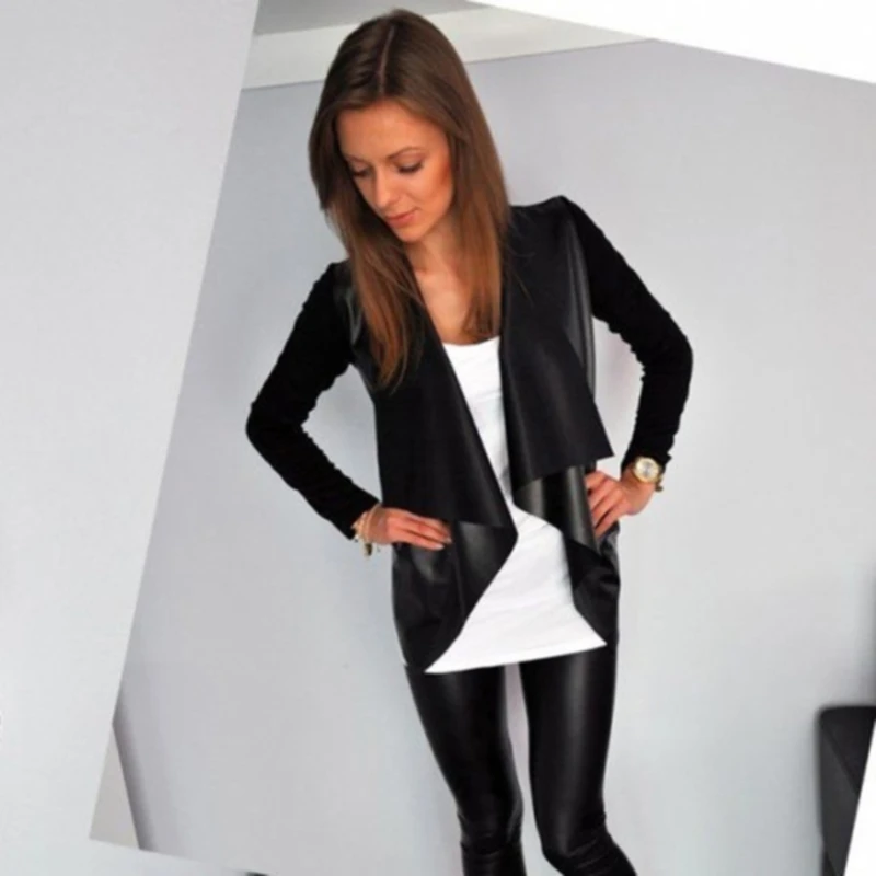 

Womens Spring Autumn Turn Down Collar Jackets Waterfall Cardigans Long Sleeve Coat Open Front Coat Solid Color Tops