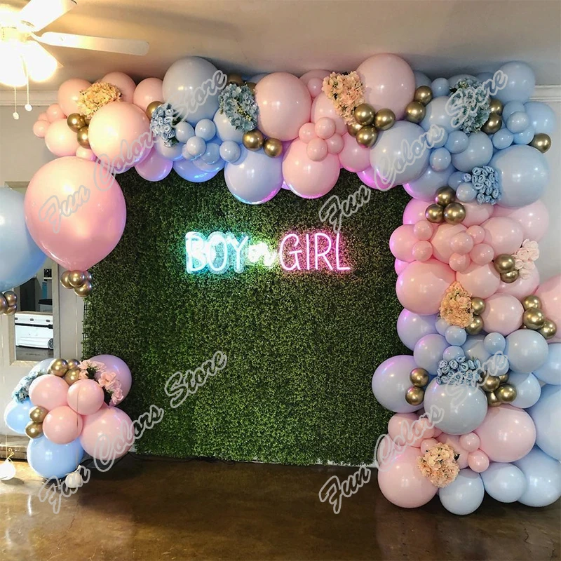 

163pcs Macaron Pink Birthday Party Backdrop Baby Shower Macaron Blue Wedding Celebration Event Celebration Decoration Garland