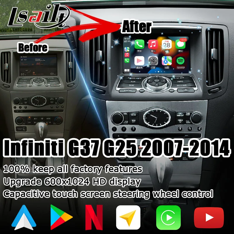 Android carplay HD экран обновленный для Infiniti G37 G25 Q40 Q60 2007-2014 с GPS-навигацией android auto IT06 от