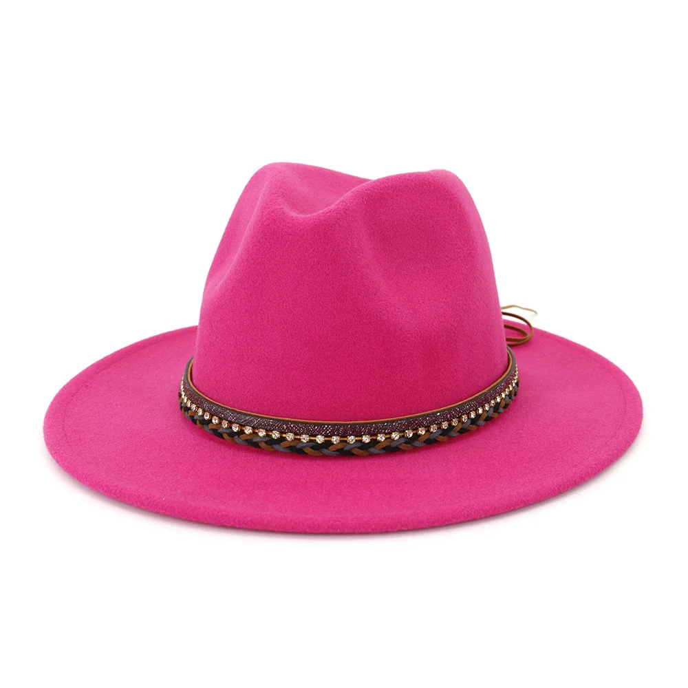 

Women's Crushable Wool Felt Outback Autumn Hat Panama Hat Wide Brim With Belt Bucket Hat Men Bob Chapeau Sombreros AD0802
