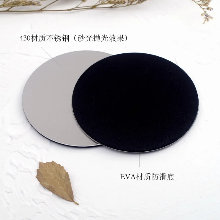 

Metal Wedding Solid Color Titanium Round Stainless Steel Coasters Cafe Bar Non-Slip Insulation Placemat Coasters