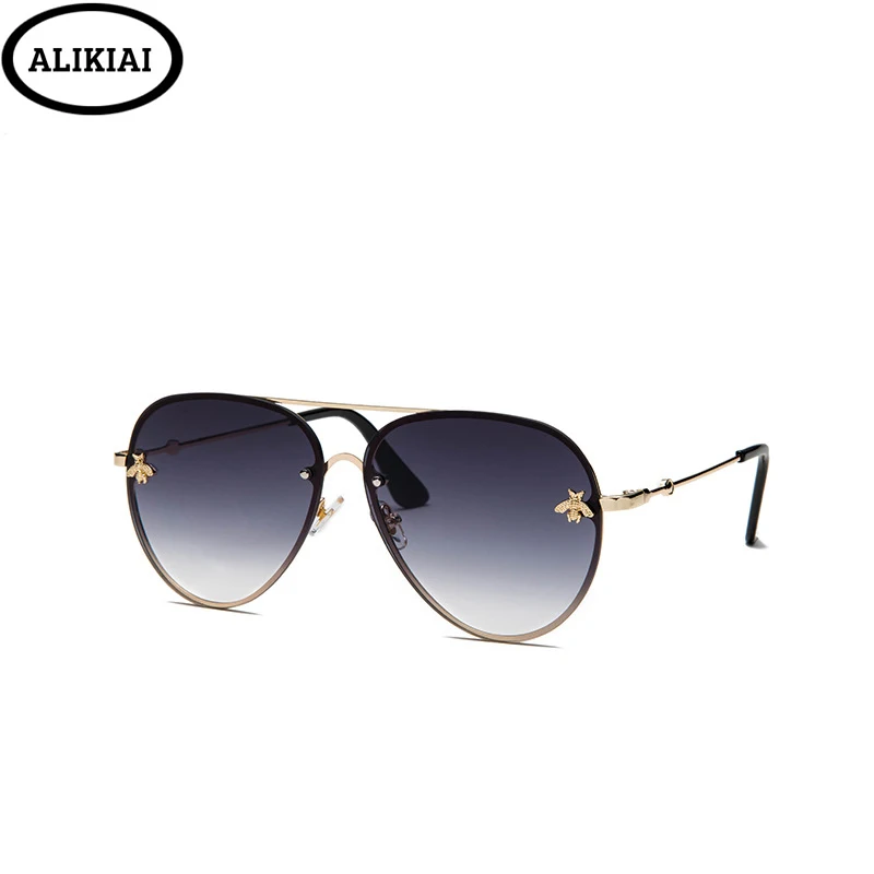

ALIKIAI Luxury Bee 2020 Pilot Sunglasses Women Fashion Shades Metal Frame Vintage Brand Glasses Men Designer Male Female UV4OO