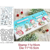 2021 christmas piggy in winter pig new arrivals 2021 metal cutting dies and clear stamps for paper making stamp set embossing
