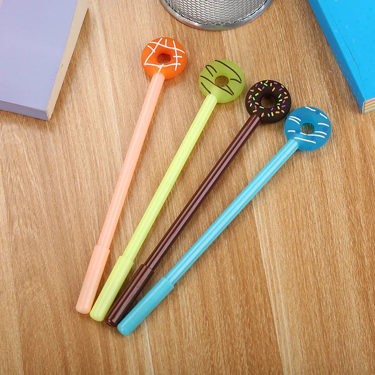 24 pcs Creative stationery donut gel pen cartoon student cute candy color office pen kawaii school supplies