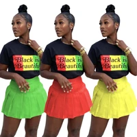 summer pleated skirt two piece set women fashion girl cute sweet letter printing tshirt pleated skirt suit women