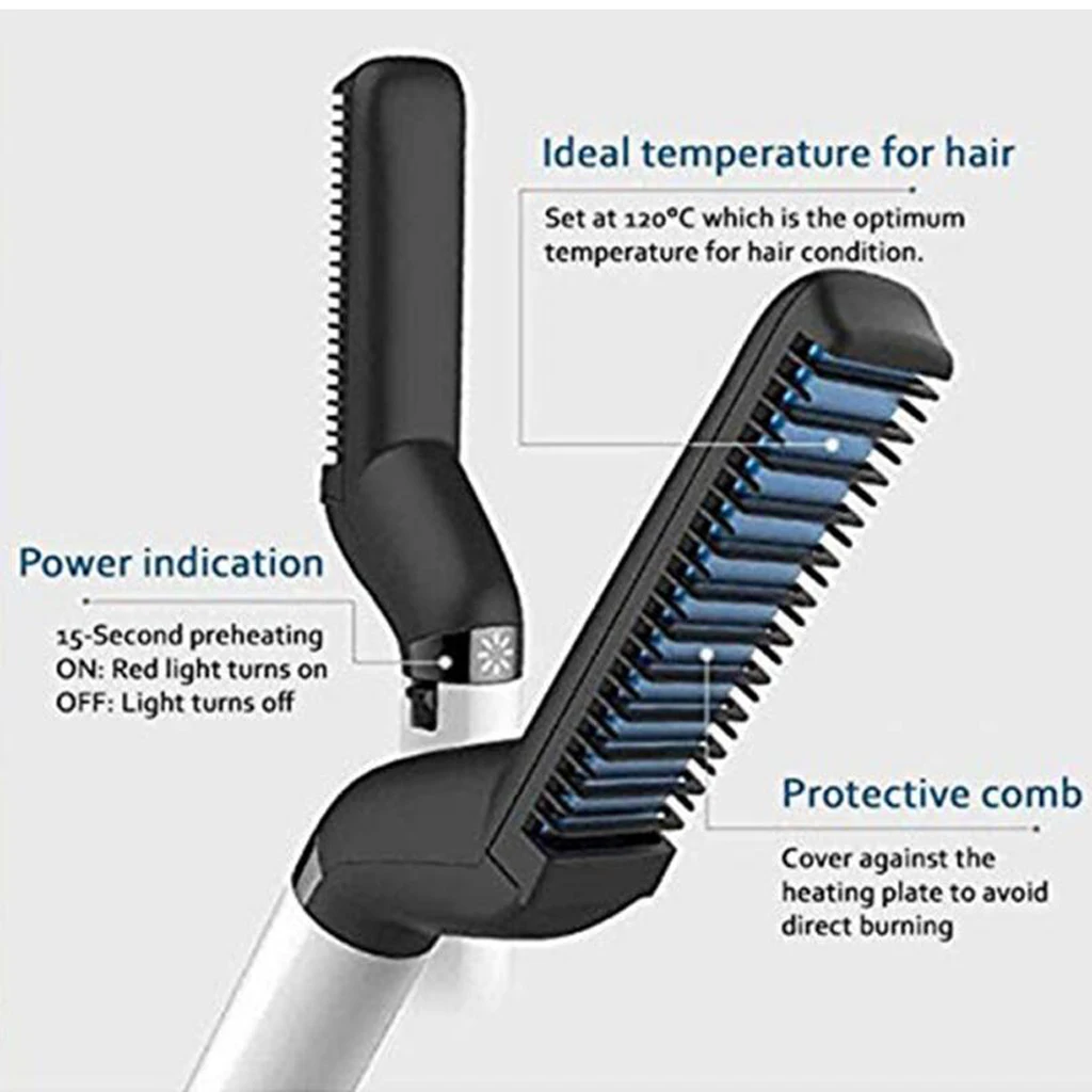 

Men Fashion Salon Hair Straightener Electric Hair Curler Brush EU Plug