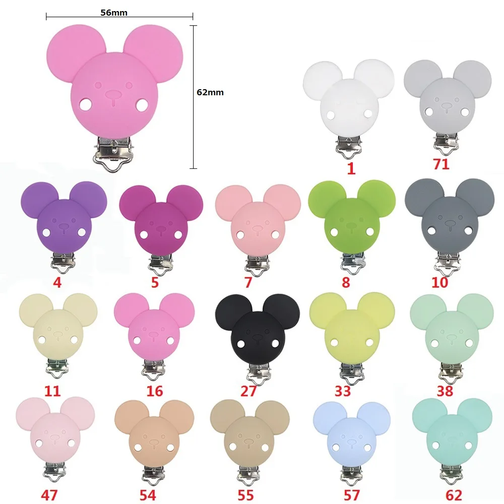 Joepada 10pc Mickey Round silicone Beads pacifier clip DIY Baby Pacifier Dummy Teething Soother Nursing Jewelry Making