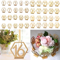 1 40 wooden table numbers hexagon shape with holder base for wedding party events catering decor supplies