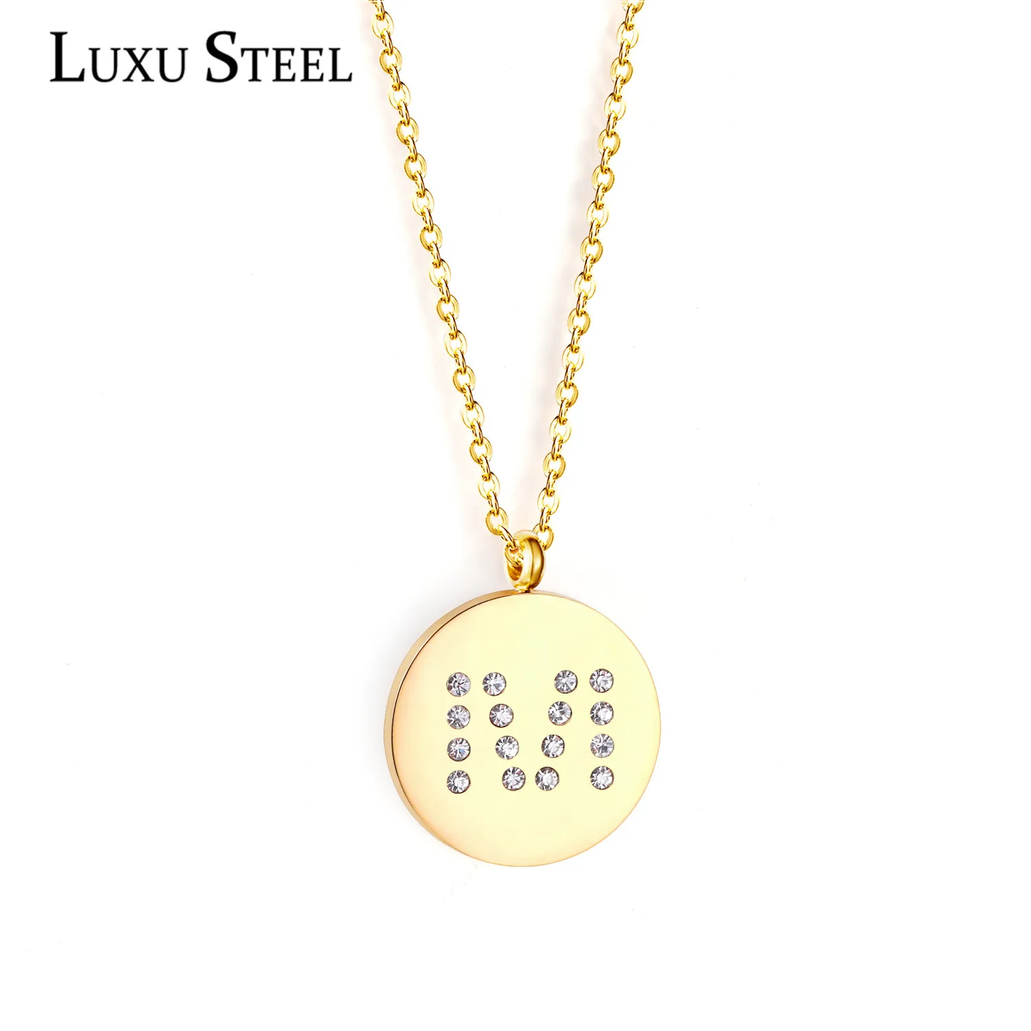 

LUXUSTEEL initial necklace Collier Gold Color Letter Cubic Zirconia Pendant Necklace Collars Choker Necklace Women Party Chains
