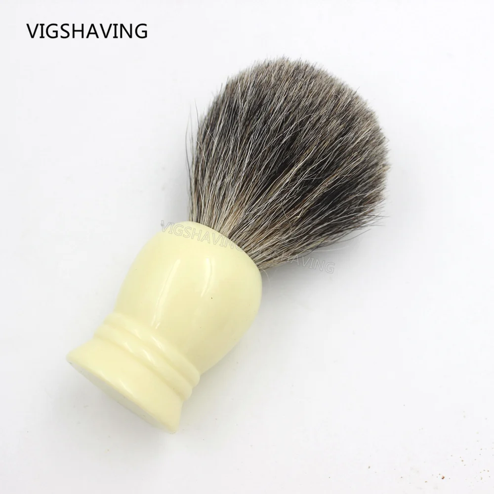 VIGSHAVING Begie каучуковая рукоятка серый чистый Барсучий помазок для бритья