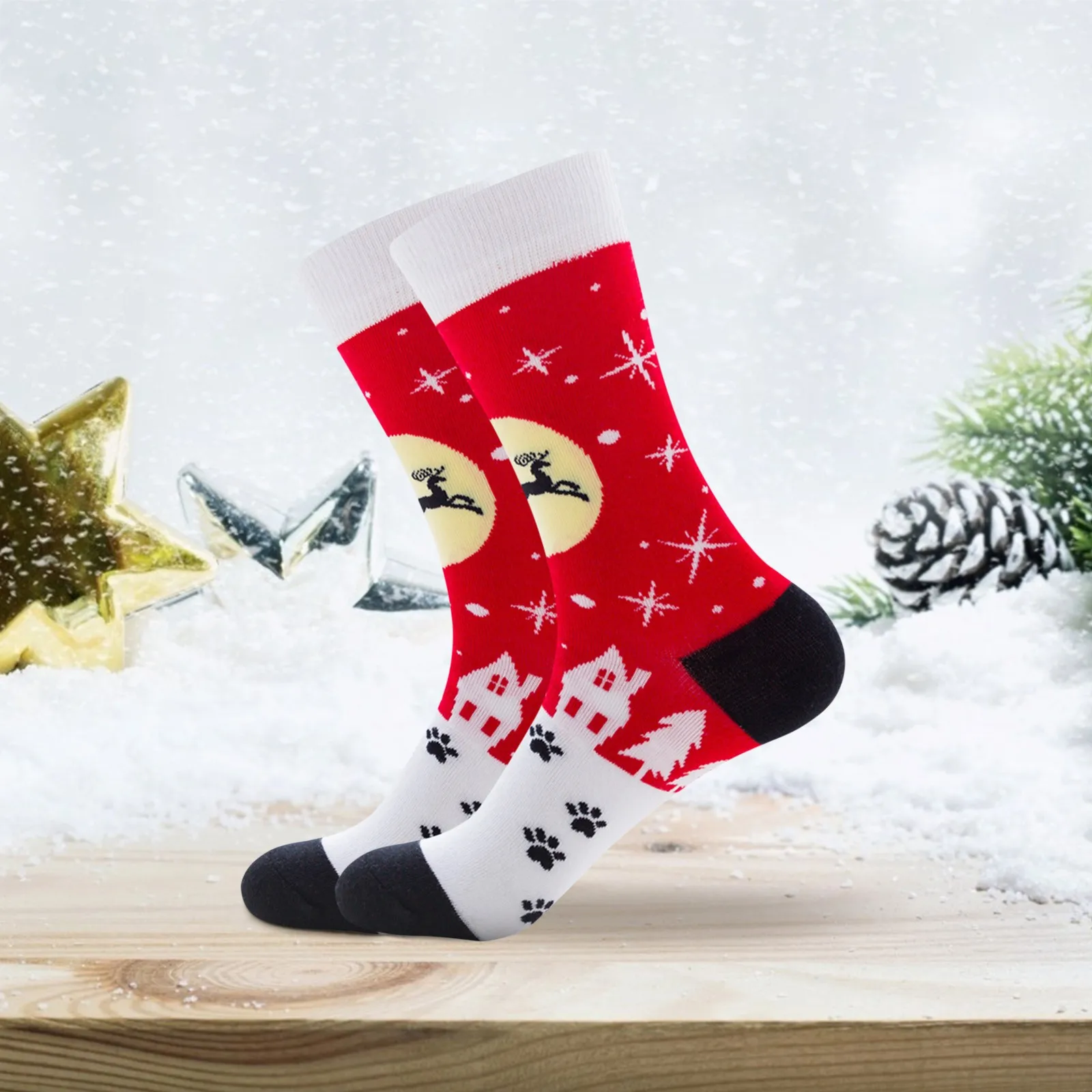 

2022 Рождественская серия, хлопковые мужские носки, забавные Веселые индивидуальные Мультяшные мужские длинные носки, поглощающие пот, толст...