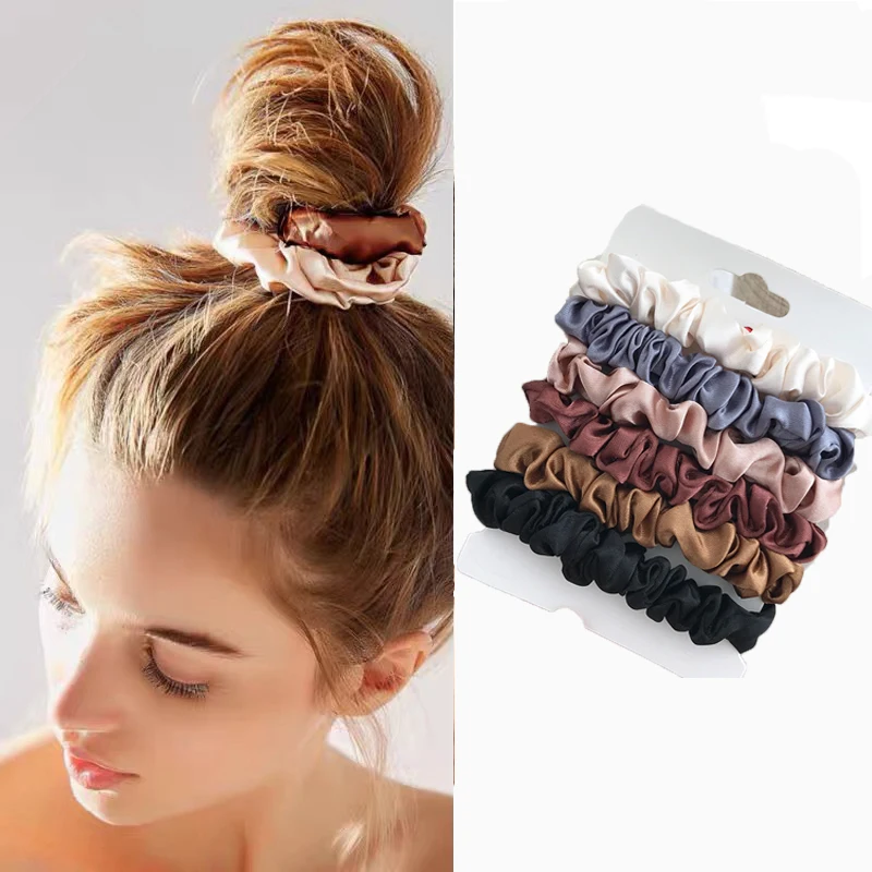 

4/6 Pcs/Set Woman Fashion Scrunchies Velvet Hair Ties Girls Ponytail Holders Rubber Band Elastic Hairband Hair Accessories
