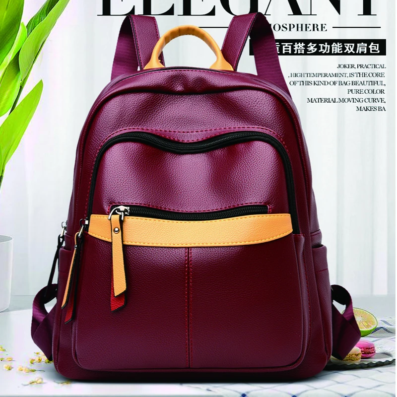 

Fashion PU Women's Backpack for Female Student Anti Theft School Bag Vintage PU Leather Large Capacity Bagpack Ladies Backpacks