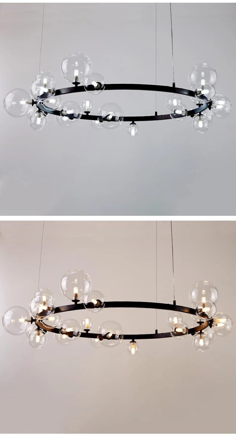 Black LED Chandelier Modern for Living Room Dining Table Bar Industrial Glass Ball Ceiling Pendant Lamp Shop Kitchen Lighting home depot chandeliers