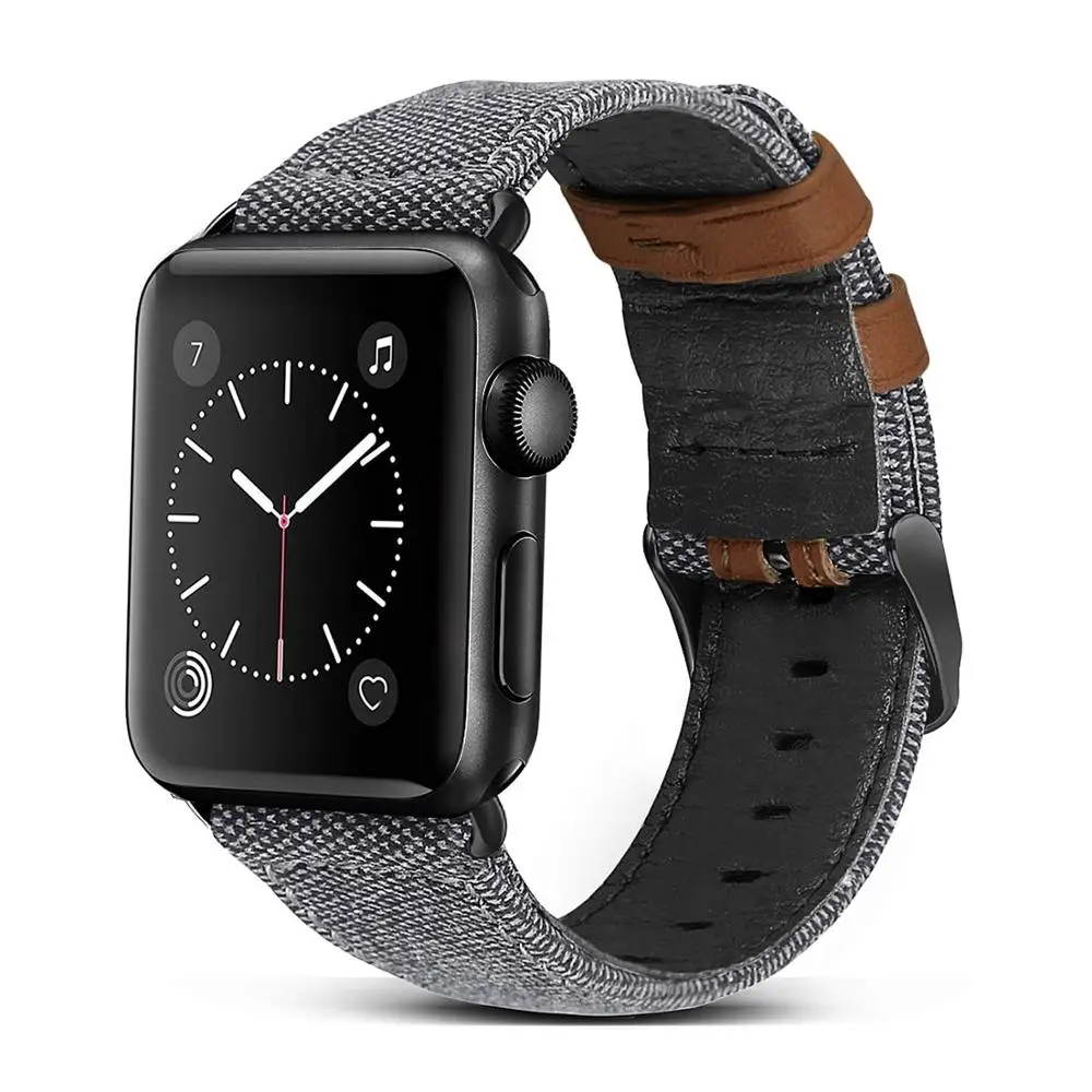 Кожаный ремешок для Apple watch band 44 мм 40 тканевый ремень correa часов браслет iWatch 42 38
