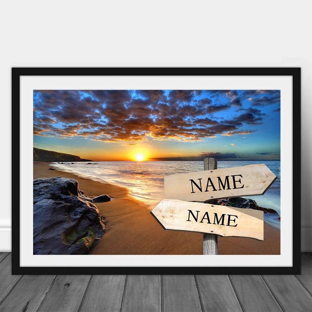Настенная картина на заказ с именем холст красочным морским пейзажем