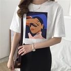 Футболка женская оверсайз с принтом, свободная повседневная винтажная рубашка с коротким рукавом, с мультяшным принтом в стиле Харадзюку, модный топ в стиле Ins, на лето