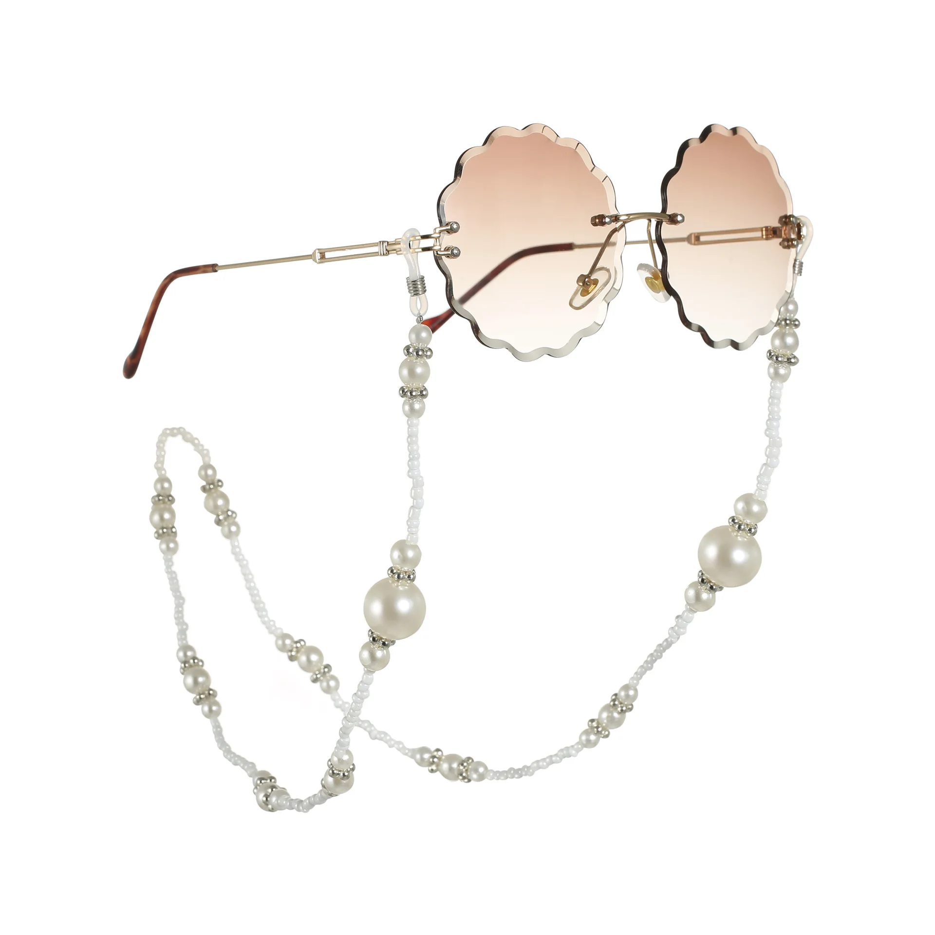 Style 2 Шикарные Женские Золотые Серебряные очки для очков солнечные очки с цепочкой для чтения бисером Длинная цепочка для очков держатель шнура шейный ремень веревка - Окраска металла: Style 2