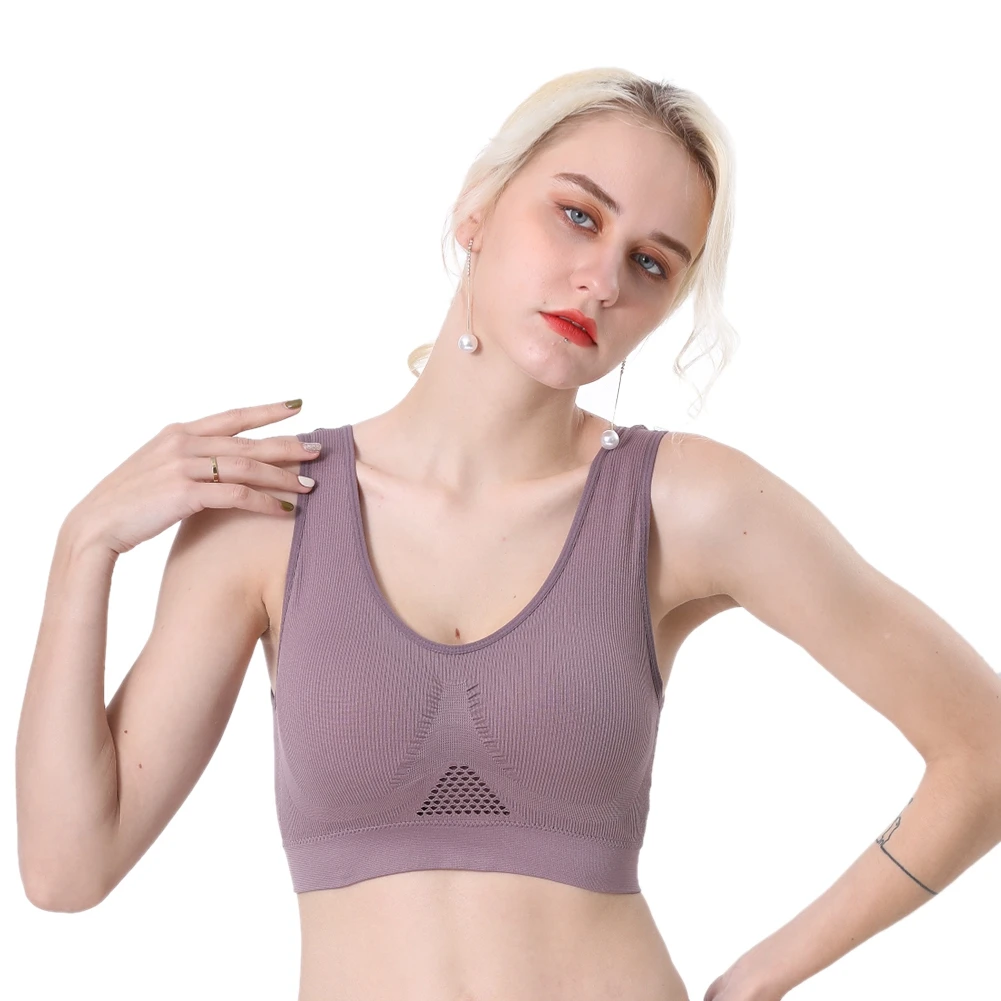 

Jlong Women Sports Seamless Bras Women Tank Tops Female Breathable Mesh Bra Vest Underwear