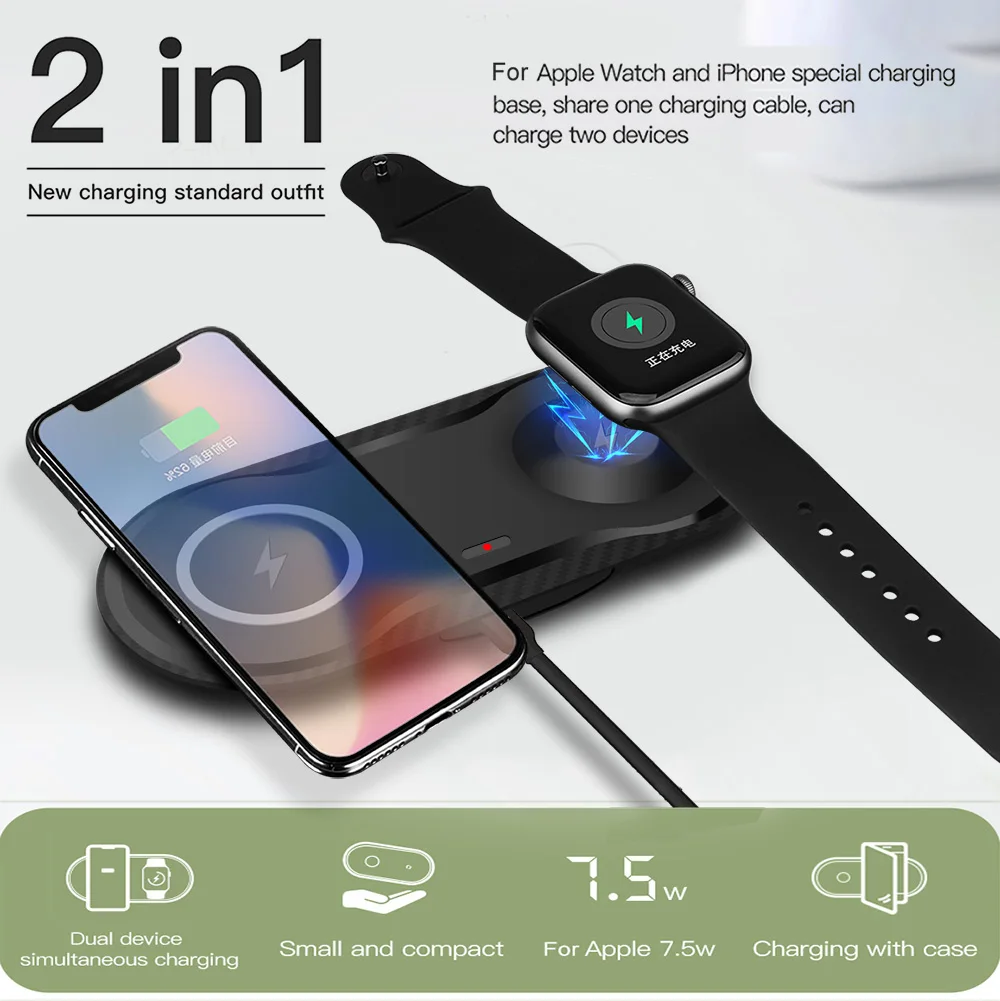 FDGAO Qi Беспроводное зарядное устройство для Airpods Apple Watch 5 4 3 2 1 iWatch 10 Вт Быстрая зарядка для iPhone 11 Pro XS XR X 8 samsung S10