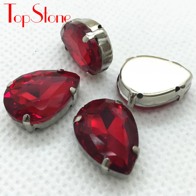 Стразы TopStone для шитья стеклянные стразы каплевидные камни в металлической
