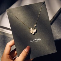 cute and romantic super fairy tide butterfly necklace female simple temperament short clavicle chain fashion clavicle chain