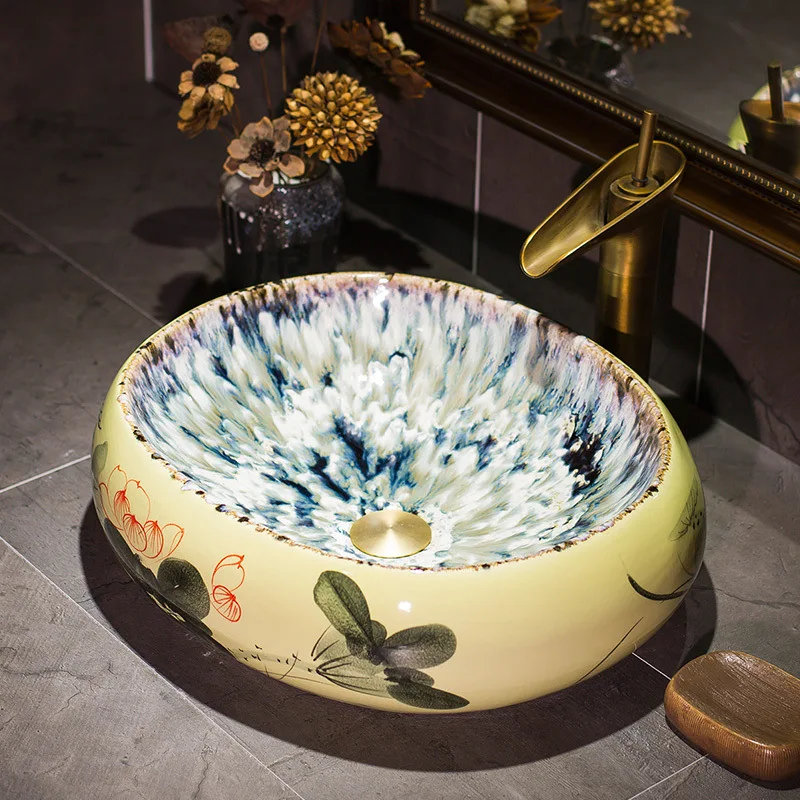 Фарфоровая китайская Классическая художественная раковина столешница