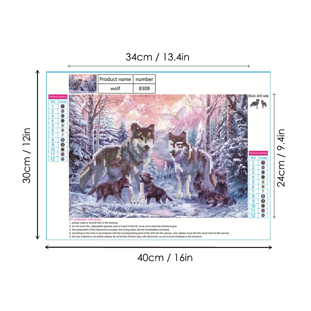 Горячая новинка домашний декор для стен 12*16 inchesm DIY 5D алмазная Картина Набор волки