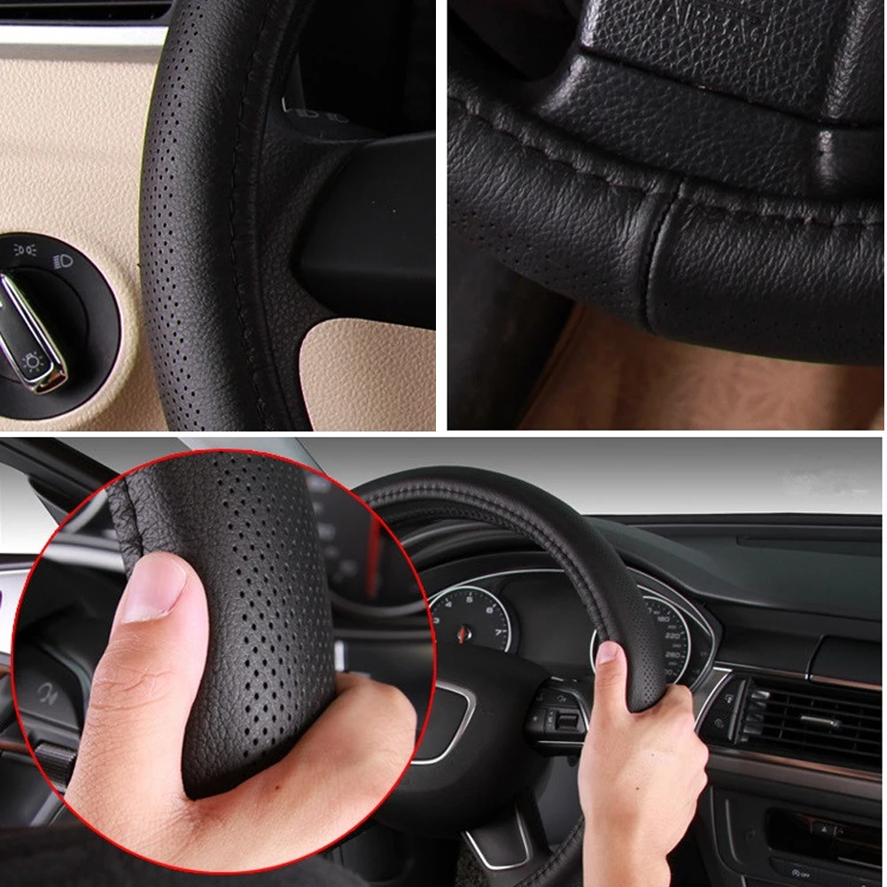 38 см четыре сезона стильный верхний слой натуральная кожа чехол рулевого колеса