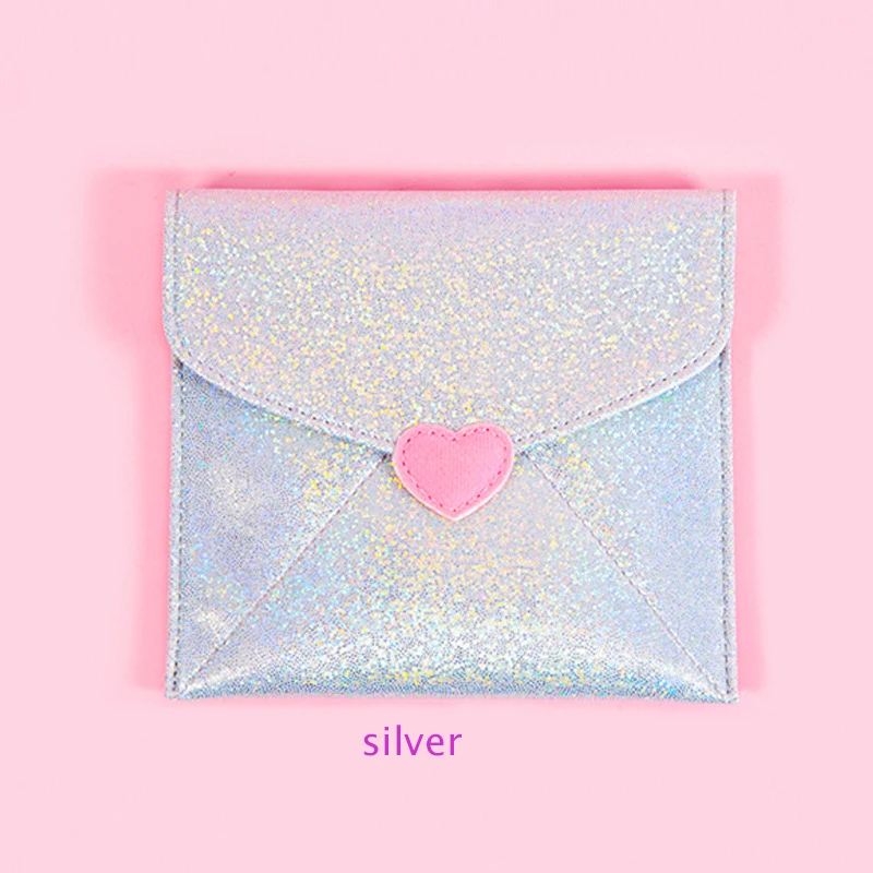 silver Корейские милые гигиенические прокладки для женщин и девушек, органайзер для кредитных карт, кошелек, держатель для салфеток, ювелирные изделия, сумки для хранения денег, косметический Чехол - Цвет: silver