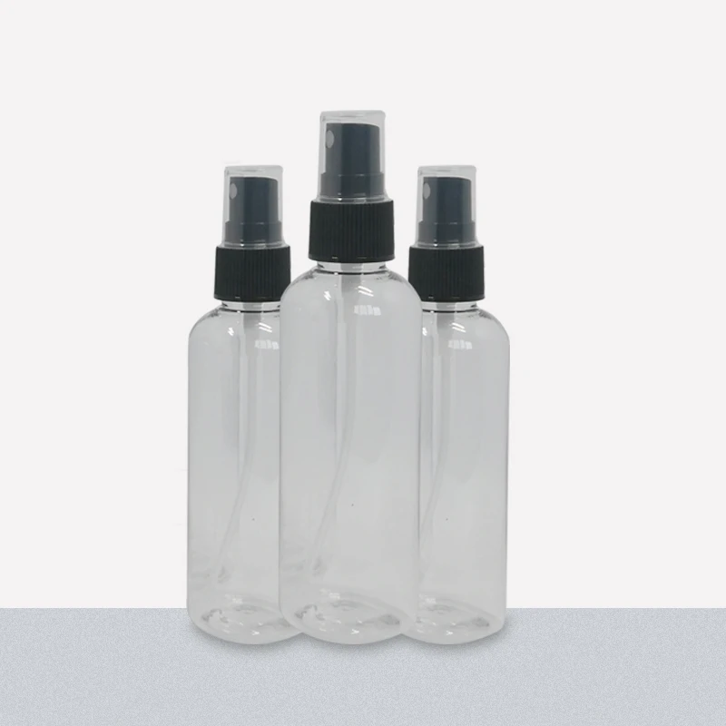 clear with black lid 1 шт. мини пластиковая прозрачная маленькая пустая бутылка-спрей для макияжа и ухода за кожей многоразового использования случайного цвета для путешествий 30 мл 150 мл - Цвет: clear with black lid