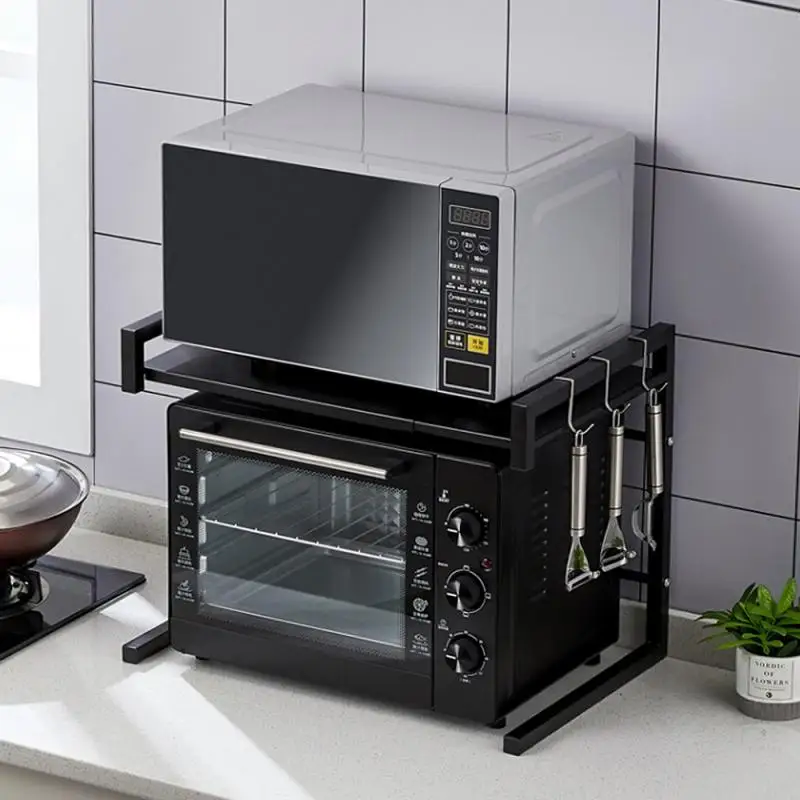 

1 PC High-Quality Telescopic Stainless Steel Kitchen Organizer With Three Hooks Environmental Friendly Kitchen Rack Storage