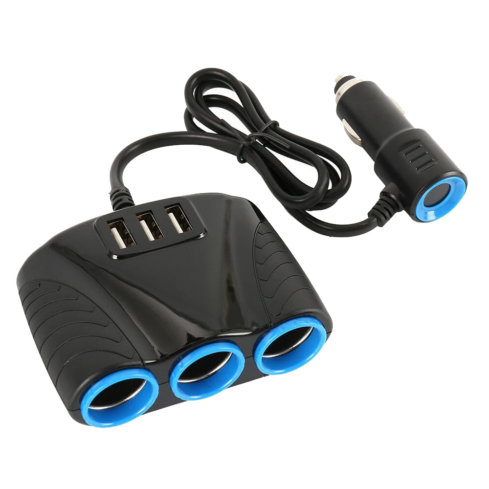 Черный 3USB порт 3.1A светодиодный розетка для автомобильного прикуривателя Разветвитель зарядка 12 В/24 В Автомобильная розетка адаптер питания для телефона MP3 DVR аксессуары - Название цвета: Черный