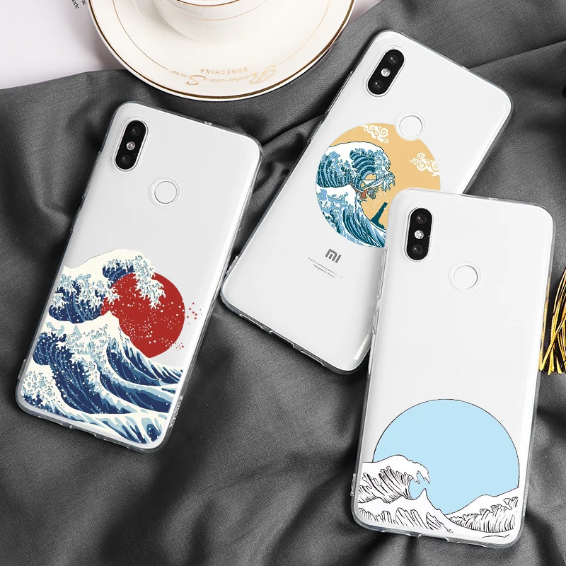 ТПУ чехол для телефона Xiaomi Redmi MI Note 9 8 T 7 6 5 K 30 20 S 9C 8A SE 10 Lite Plus Pro Max The Great Wave off Kanagawa