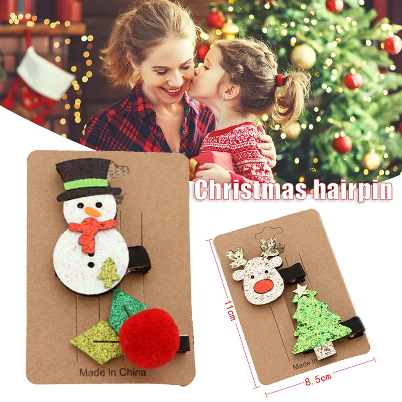 

Christmas Gift Set Hairpin Set Christmas Tree Santa Claus Deer Children Small Gift Ornaments AC889