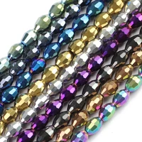 jhnby rice grains austrian crystal beads oval shape plated color 50pcs 68mm loose beads jewelry bracelet accessories making diy