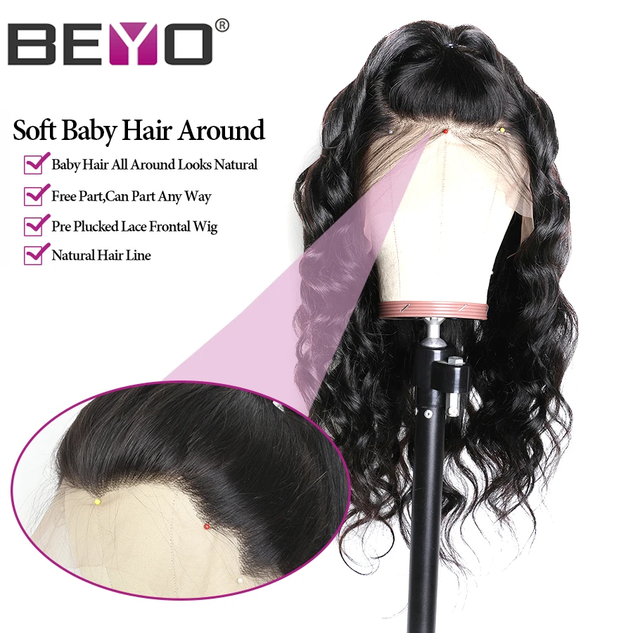 Плотность 180 бразильский Волнистый передний парик на сетке без клея парики из