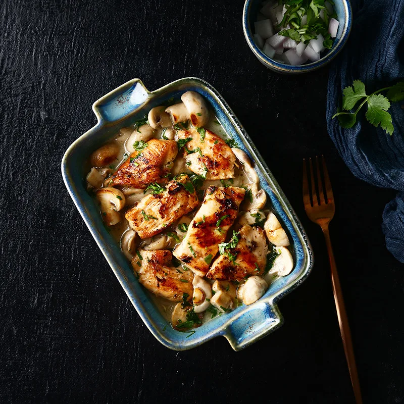 Керамический бинауральный противень для выпечки запеченное сырное блюдо