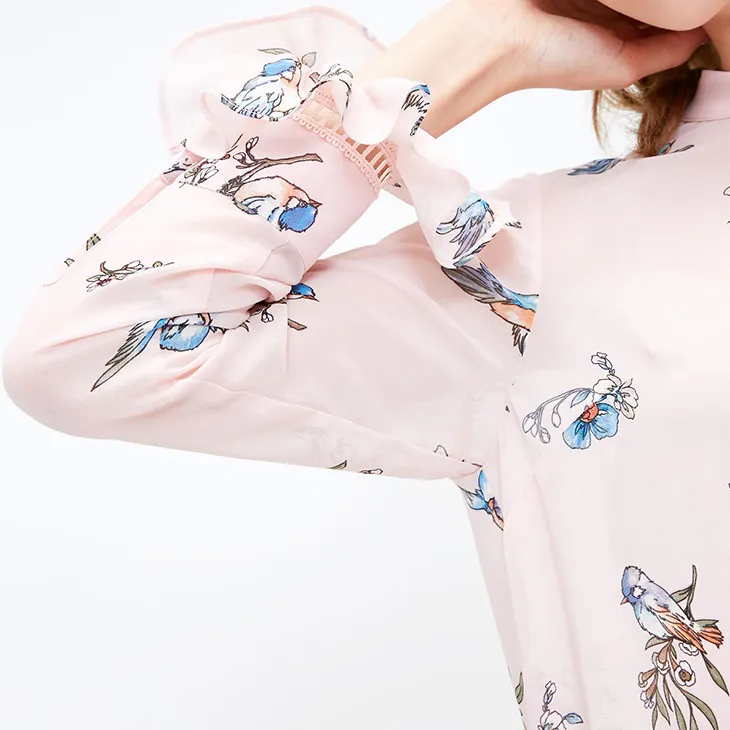 Vero Moda Новое поступление платье женское винтажное шифоновое платье трапециевидной формы со шнуровкой и принтом | 31837D522