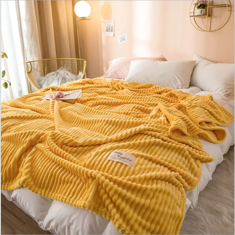 Супермягкое однотонное стеганое фланелевое одеяло s для кровати полосатая