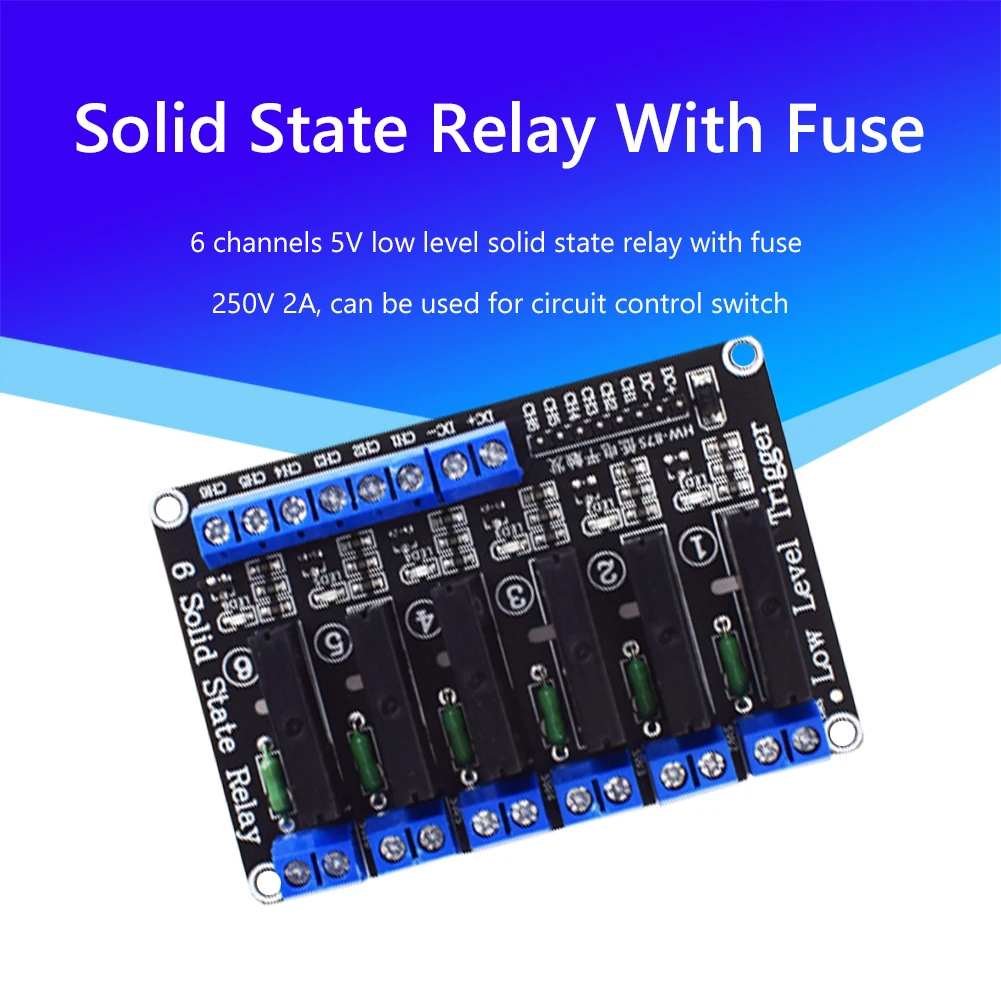 Полупроводниковое реле Модуль HW 875 6 Way 5V Низкий уровень SSR модуль 250V 2A Выход с